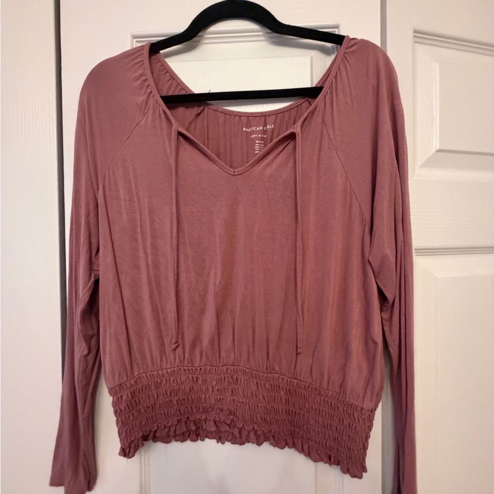 American Eagle Outfitters Dusty Rose Long Sleeve Top